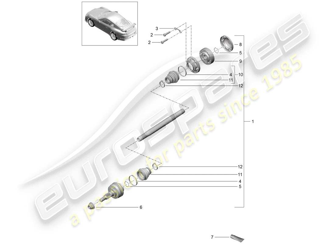 porsche 2019 (991-2 r/gt3/rs) arbre de transmission schéma des pièces
