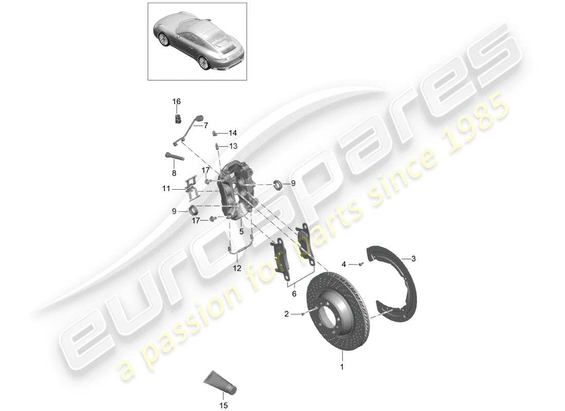 porsche 2015 (991-1 turbo) freins à disque schéma des pièces