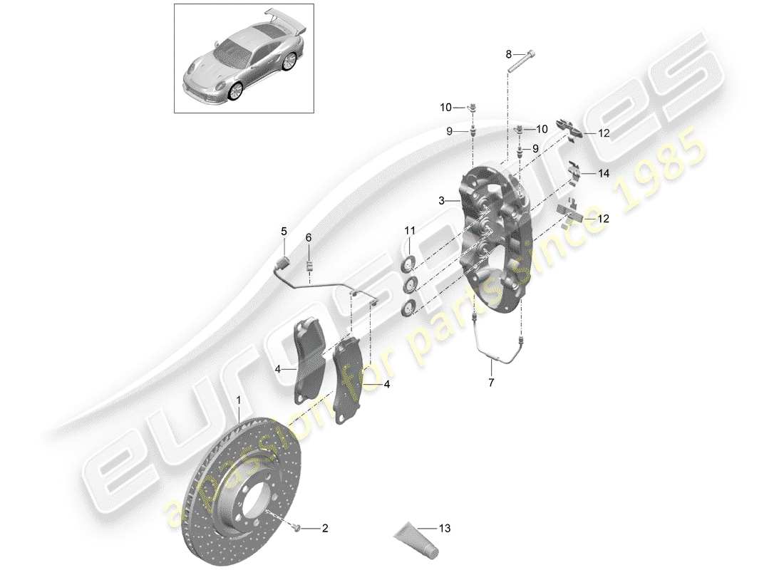 porsche 2015 (991-1 turbo) freins à disque schéma des pièces