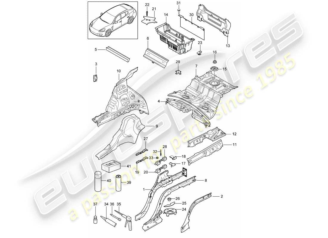 porsche 2013 (panamera 970) extrémité arrière schéma des pièces
