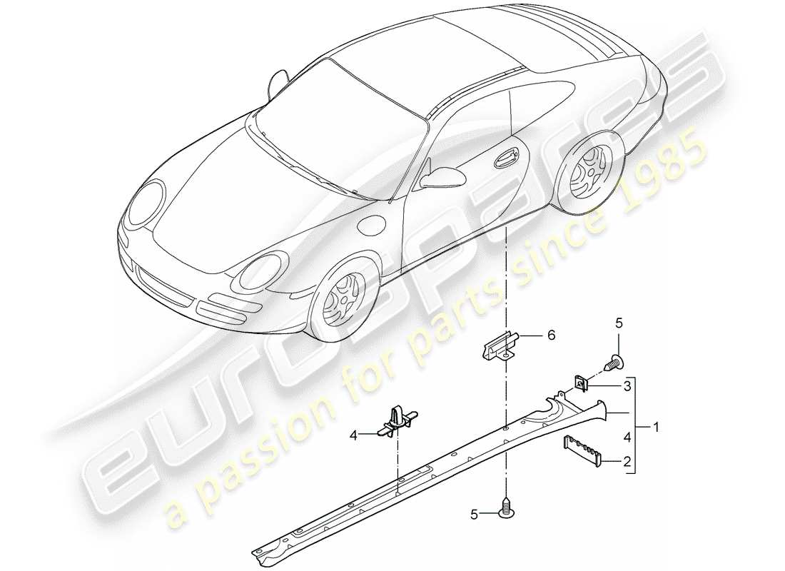 porsche 2007 (997-1) garniture de longeron schéma des pièces