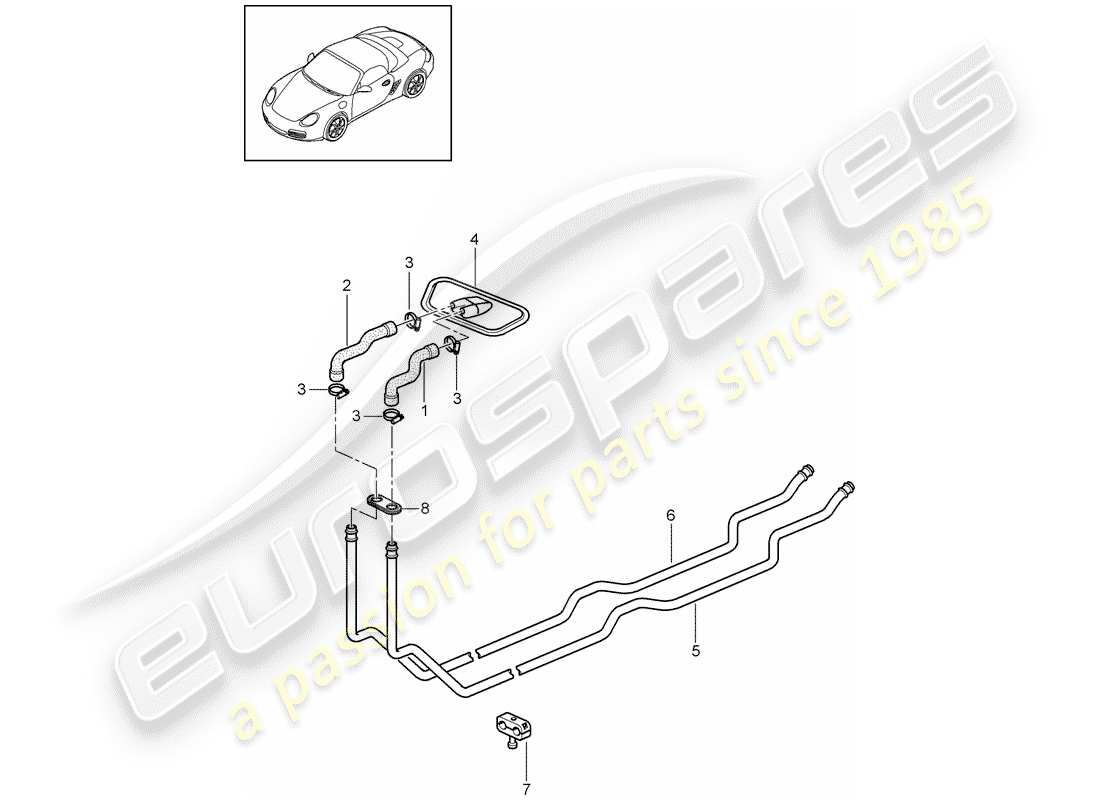 porsche 2006 (987 boxster) système de chauffage 1 schéma des pièces