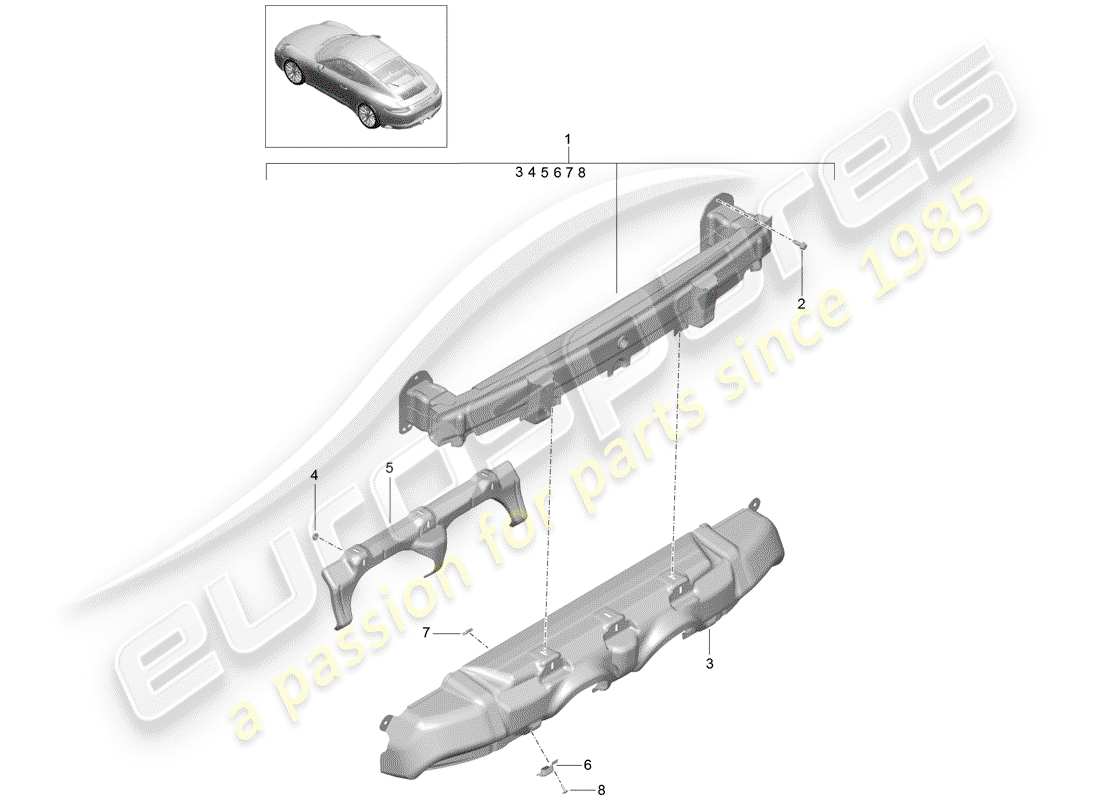 porsche 2017 (991-2) support de pare-chocs schéma des pièces