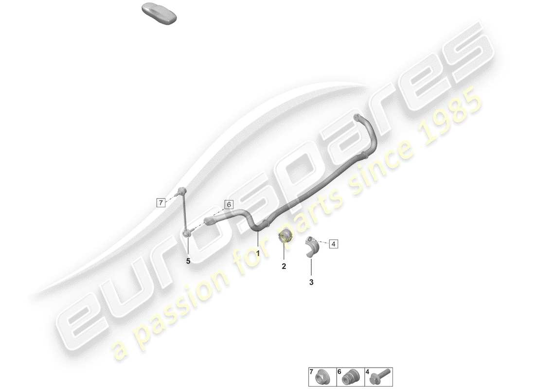 porsche 2019 (992-1) schéma des pièces du stabilisateur