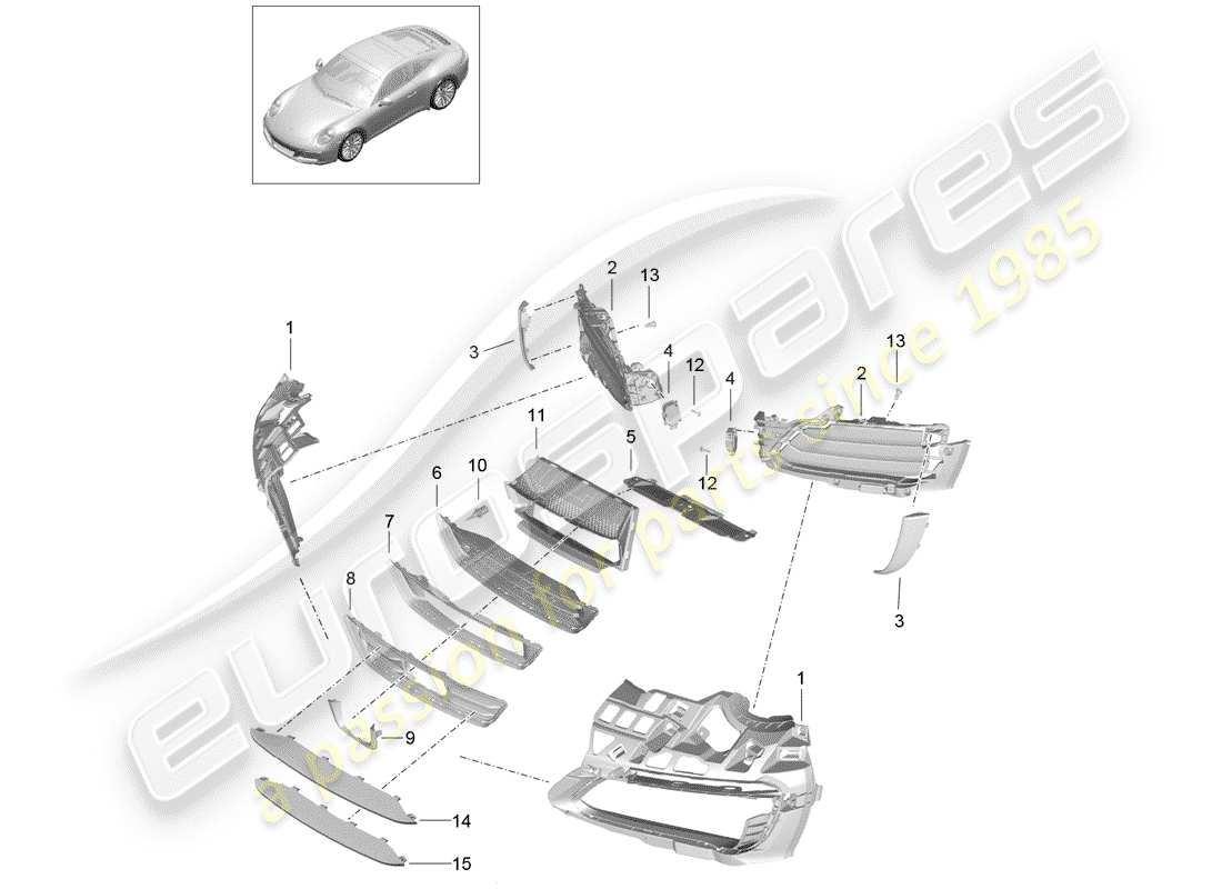 porsche 991 gen. 2 (2020) diagramme des pièces du conduit d'air
