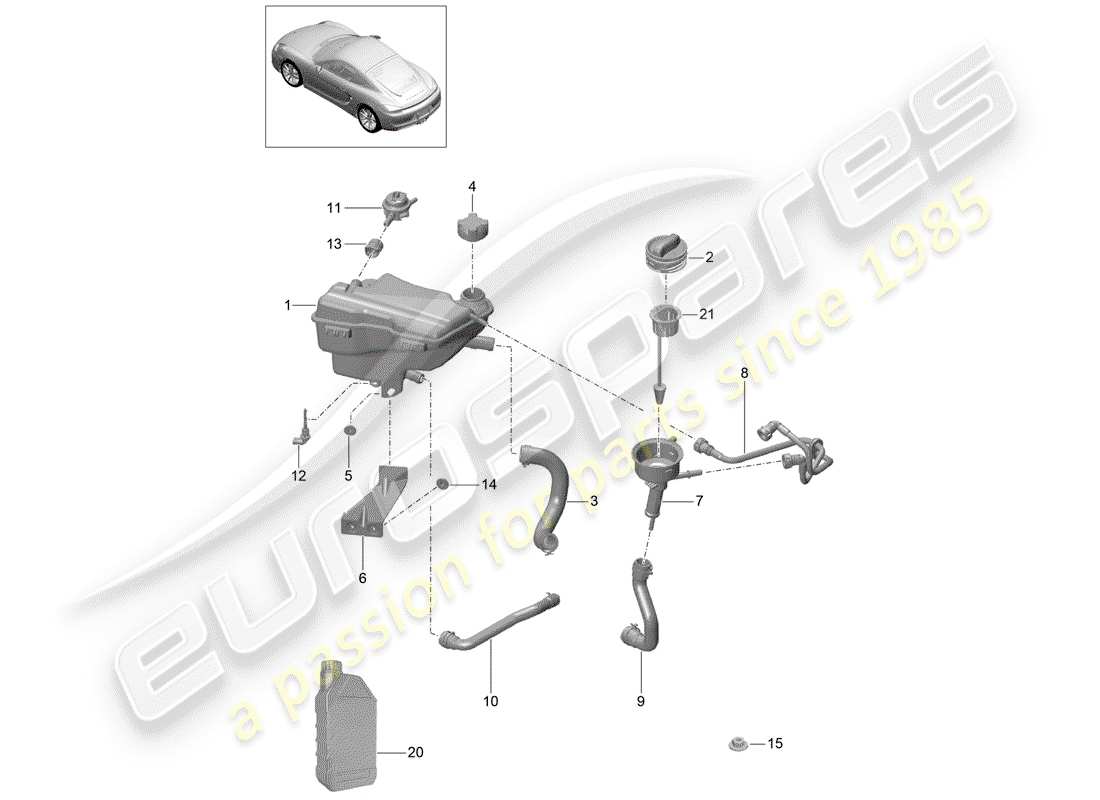porsche 2016 (981 cayman) refroidissement par eau 3 schéma des pièces