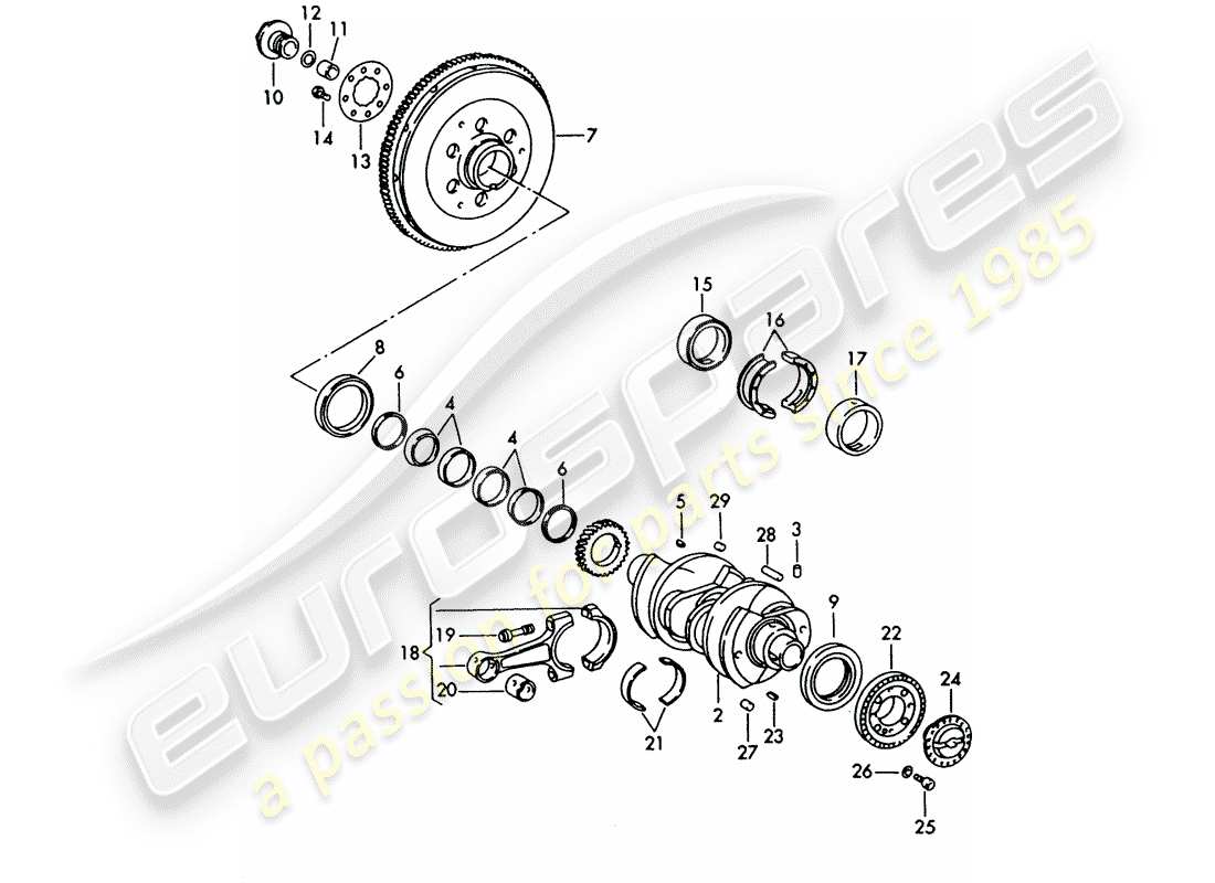 porsche 1963 (356b/356c) diagramme de pièce de vilebrequin