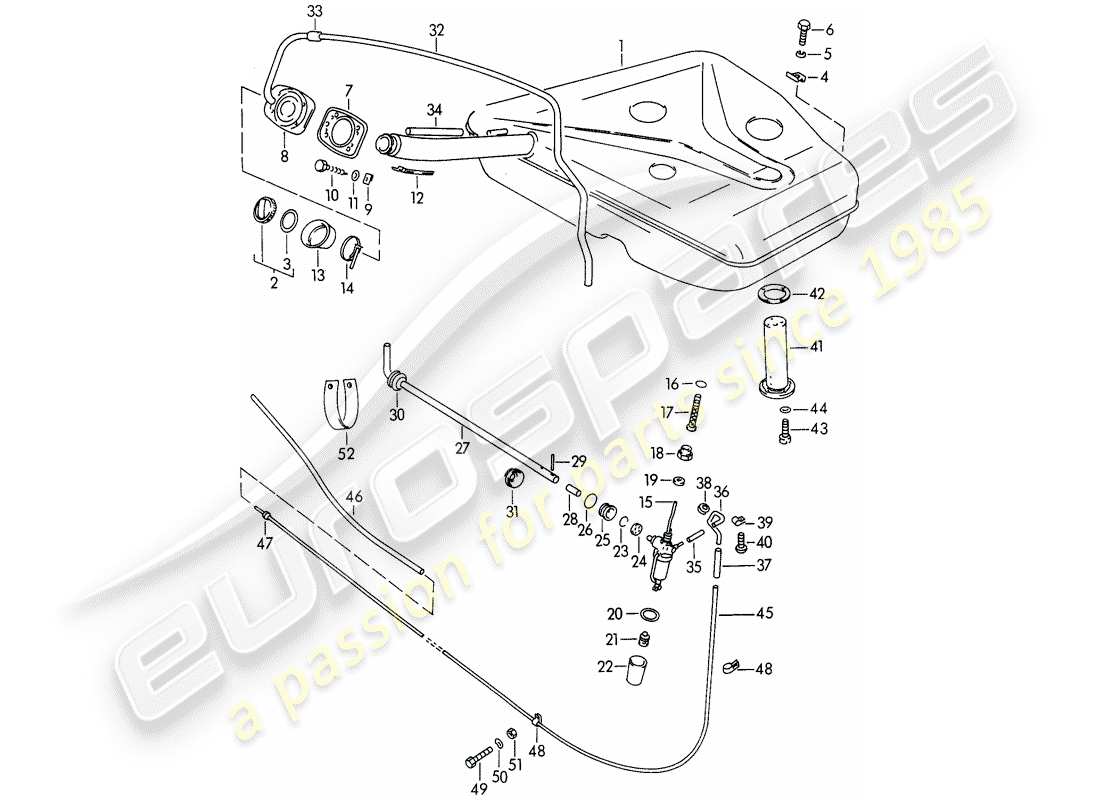 porsche 1963 (356b/356c) réservoir de carburant schéma des pièces