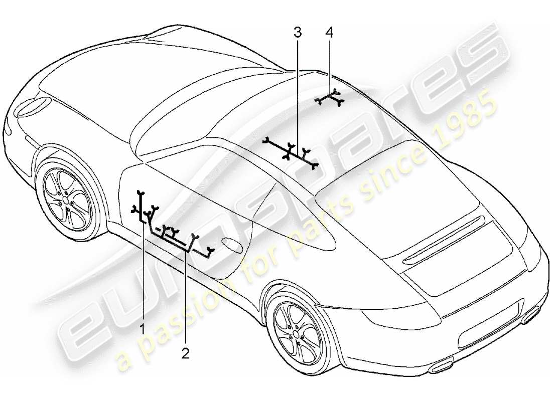 porsche 2005 (997-1) faisceaux de câbles schéma des pièces