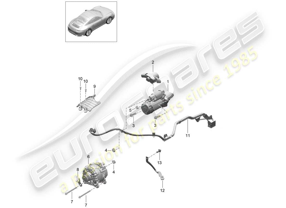 porsche 2020 (991-2) entrée schéma des pièces