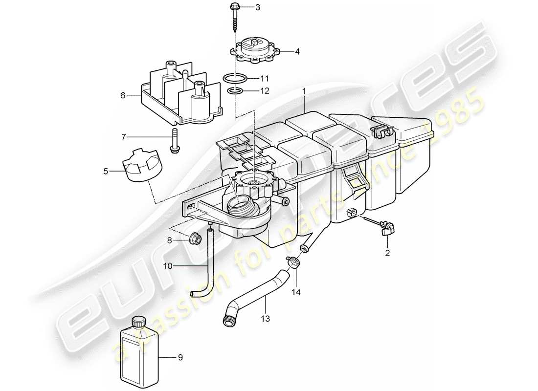 porsche 2008 (997-1 gt3) refroidissement par eau 4 schéma des pièces