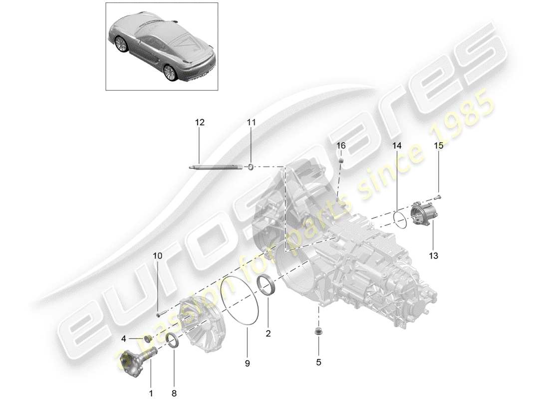 porsche 2016 (981 cayman gt4) boîte de vitesses manuelle schéma des pièces