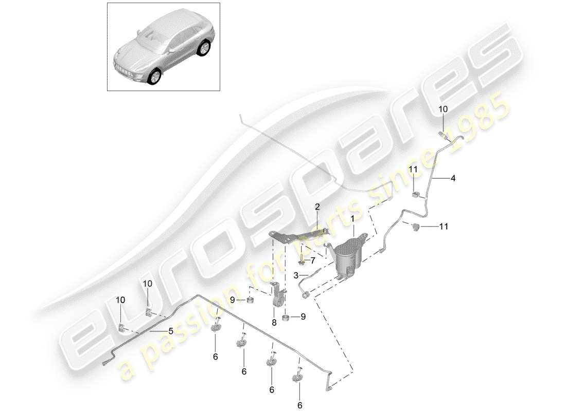 porsche 2015 (macan) cartouche d'émission par évaporation schéma des pièces