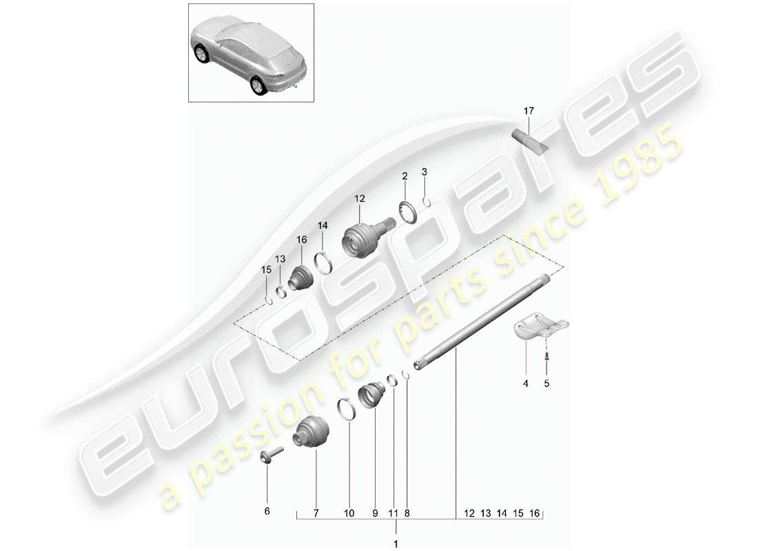 porsche 2015 (macan) arbre de transmission schéma des pièces