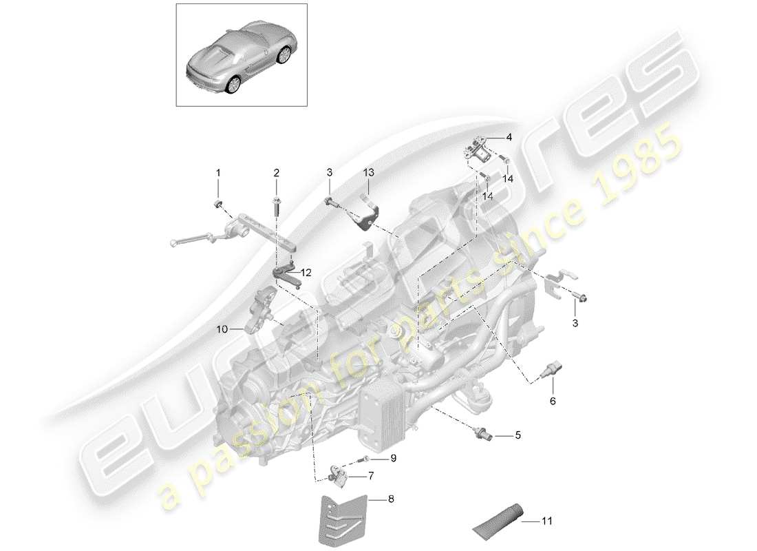 porsche 2016 (981 boxster spyder) boîte de vitesses manuelle schéma des pièces