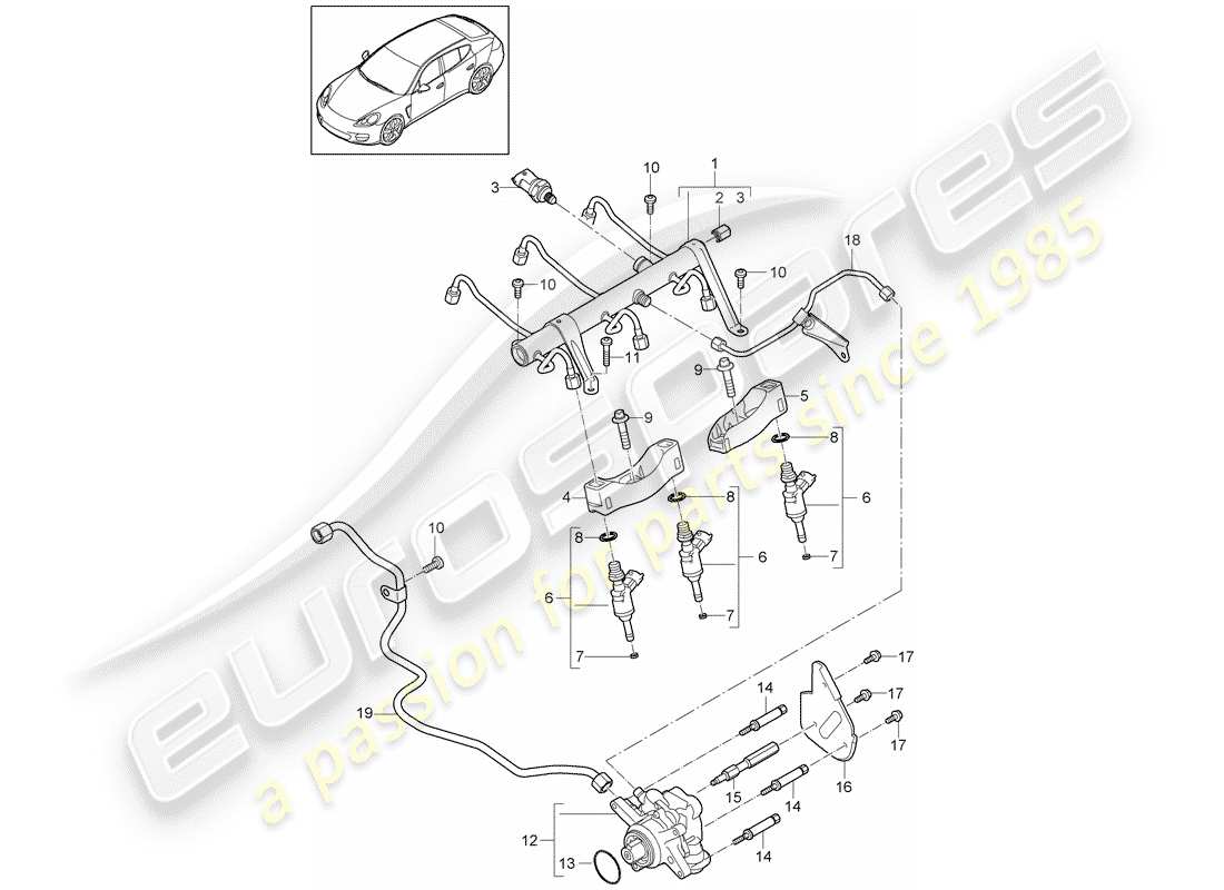 porsche 2013 (panamera 970) tuyau de récupération de carburant schéma des pièces
