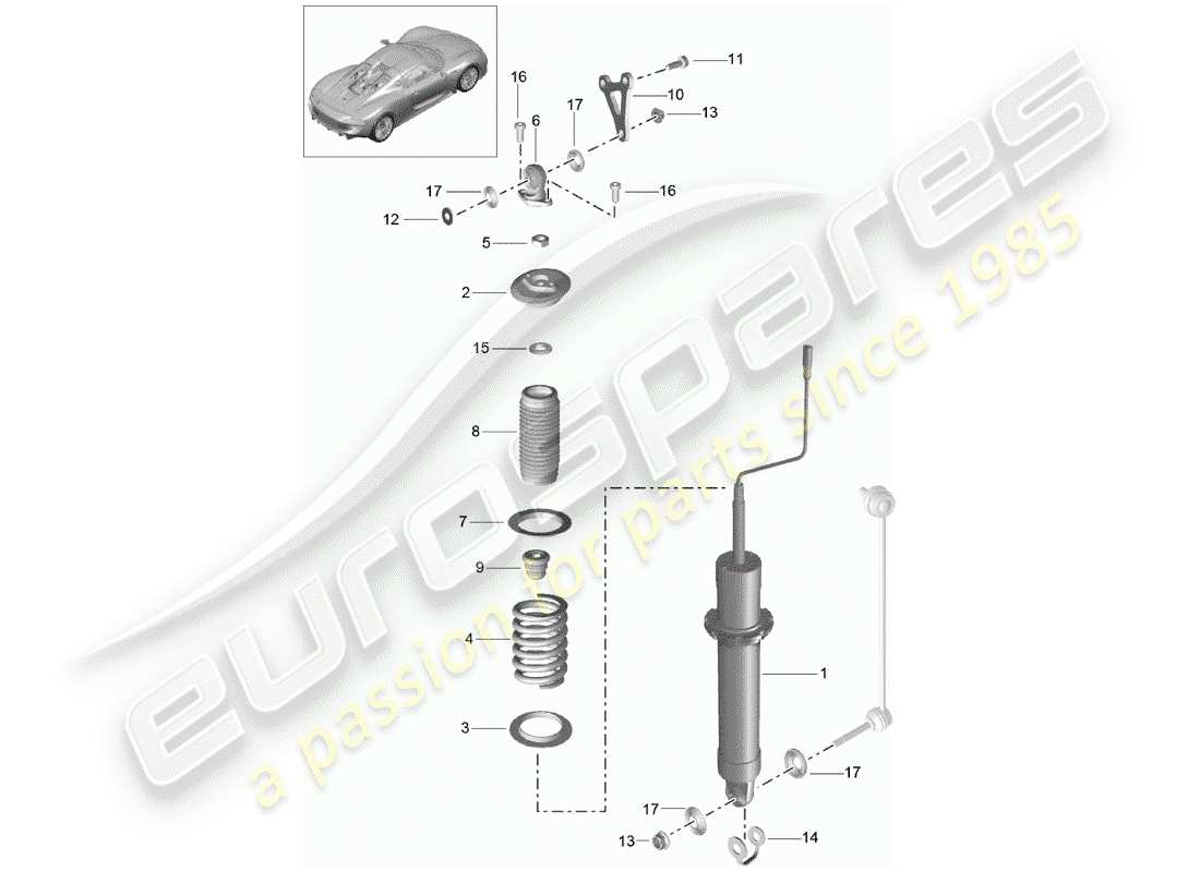 porsche 2015 (918 spyder) suspension schéma des pièces