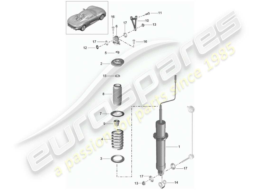porsche 918 spyder (2015) schéma des pièces de suspension