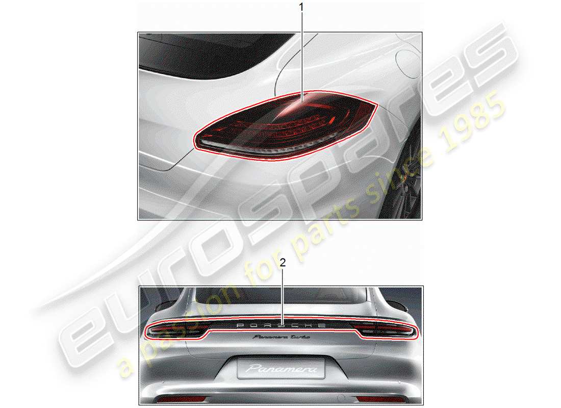 porsche 2012 (tequipment panamera) feu arrière schéma des pièces