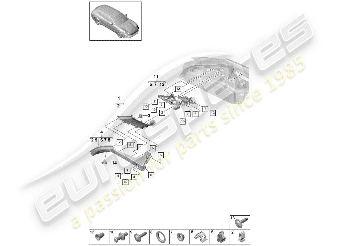 porsche 2017 (panamera 971-1) garnitures schéma des pièces