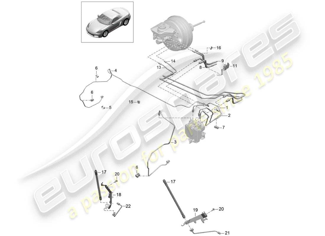 porsche 2017 (718 boxster) conduite de frein schéma des pièces