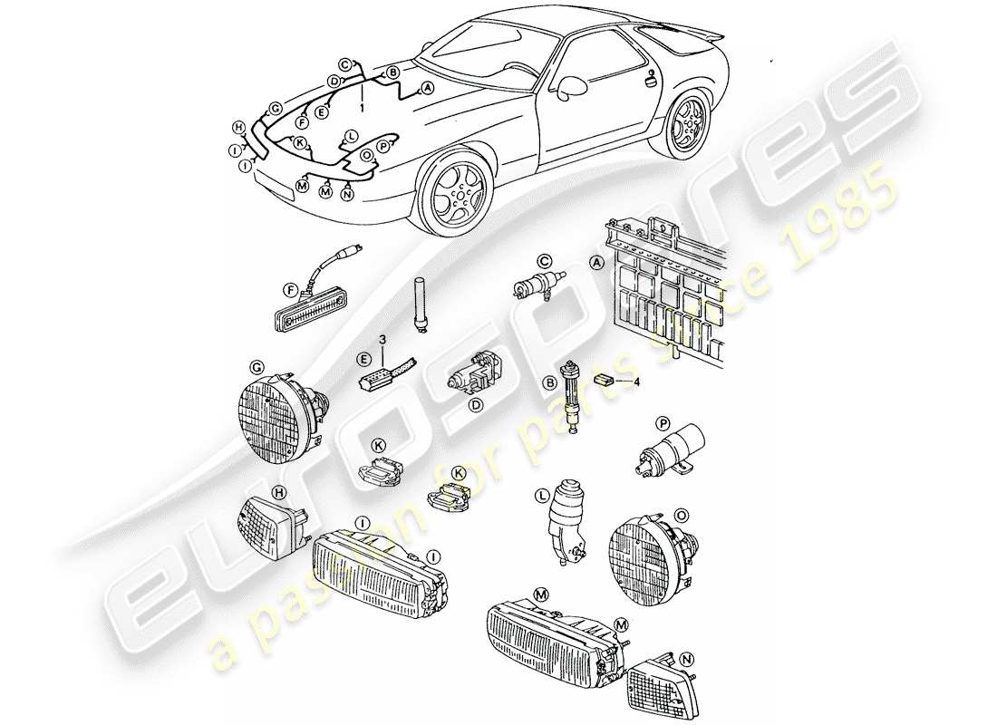 porsche 1994 (928) diagramme des pièces du harnais