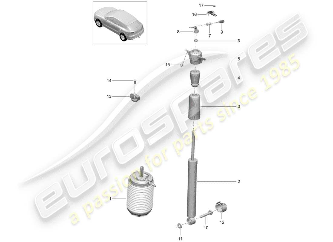 porsche 2016 (macan) ressort de l'air schéma des pièces