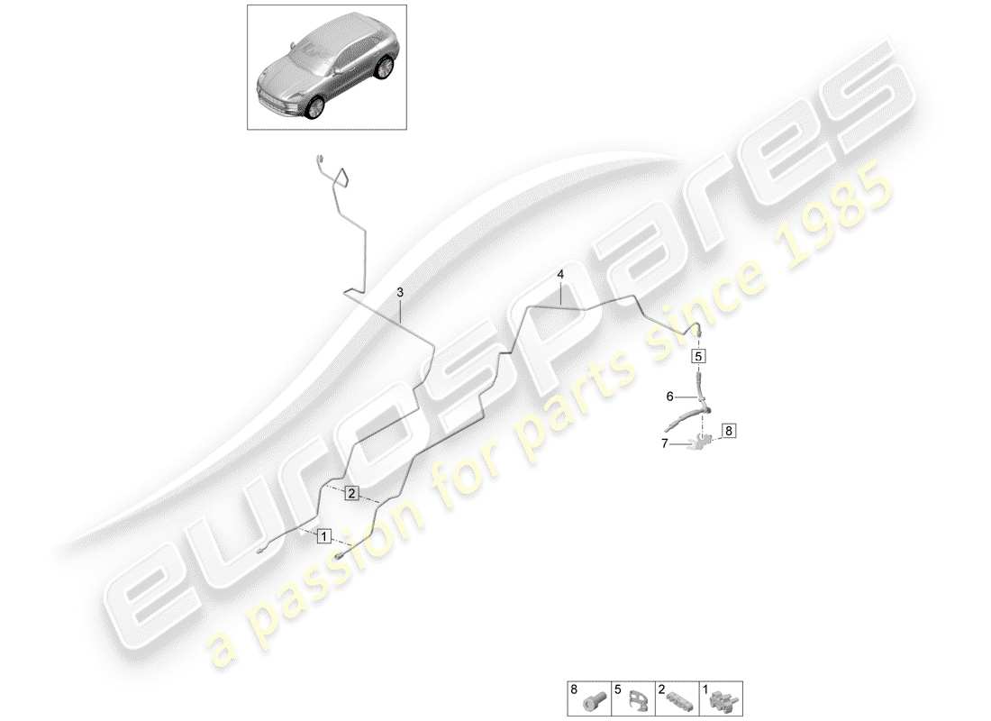 porsche 2019 (macan) conduite de frein schéma des pièces