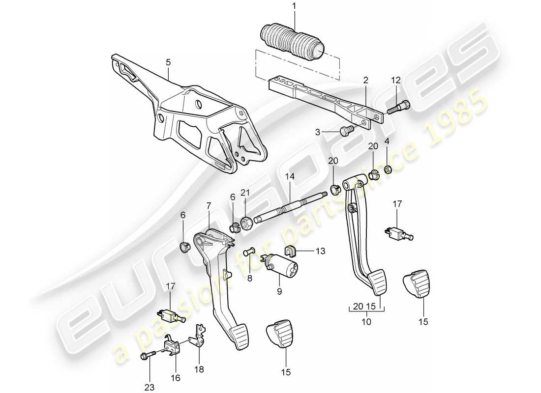 porsche 2009 (997-2 gt3) pédales schéma des pièces