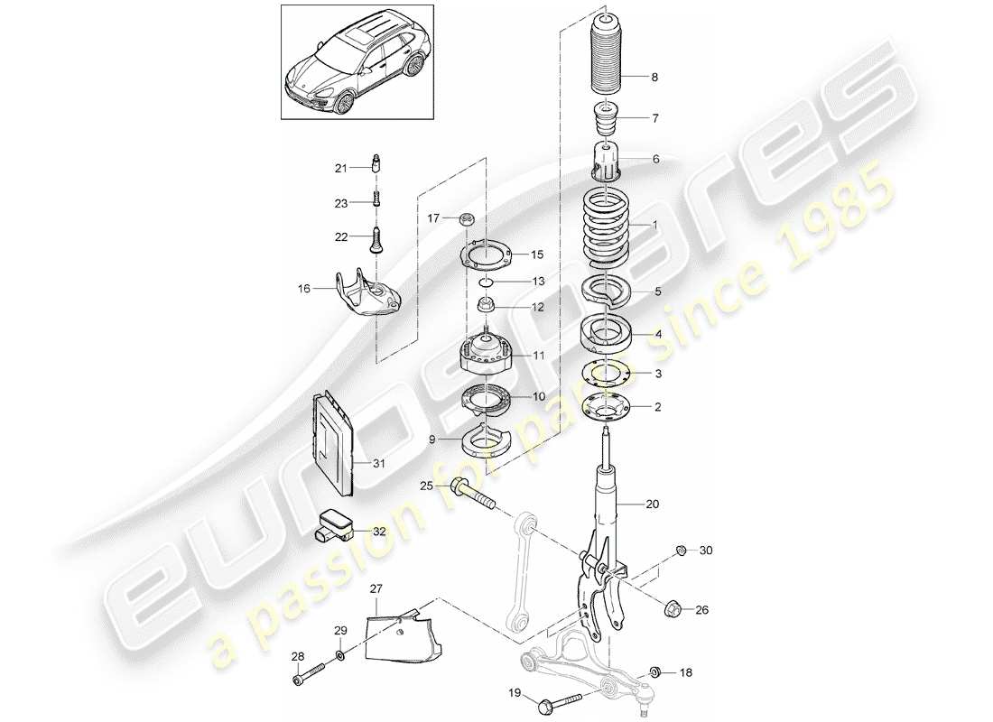 porsche 2011 (cayenne e2 92a) suspension schéma des pièces