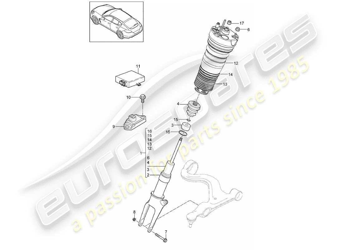 porsche 2011 (panamera 970) suspension schéma des pièces
