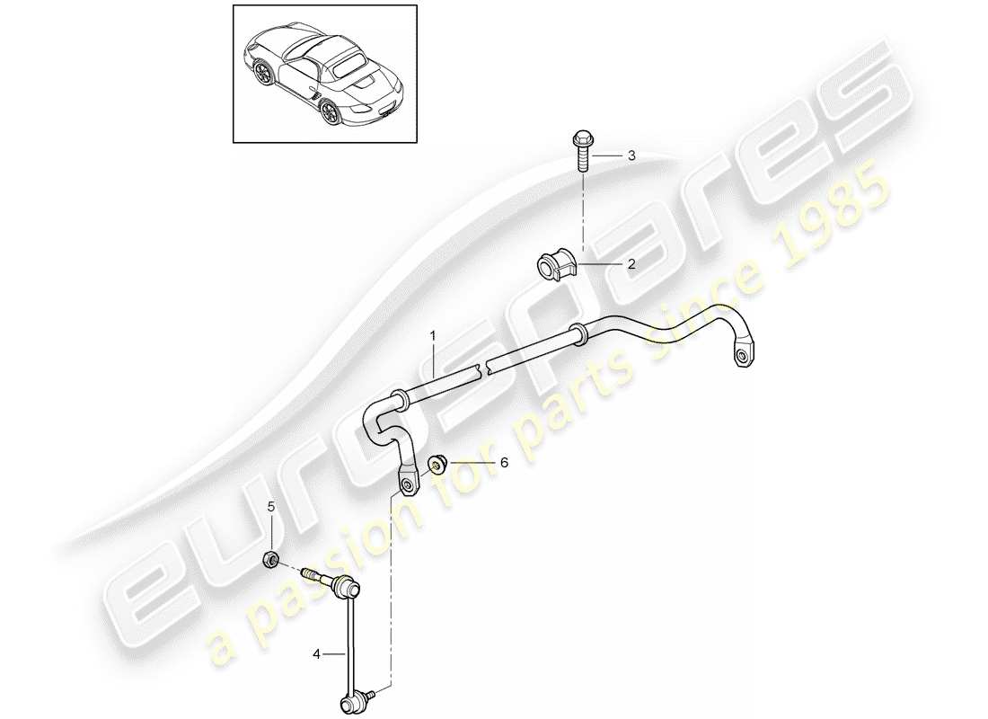porsche 2011 (987 boxster) schéma des pièces du stabilisateur