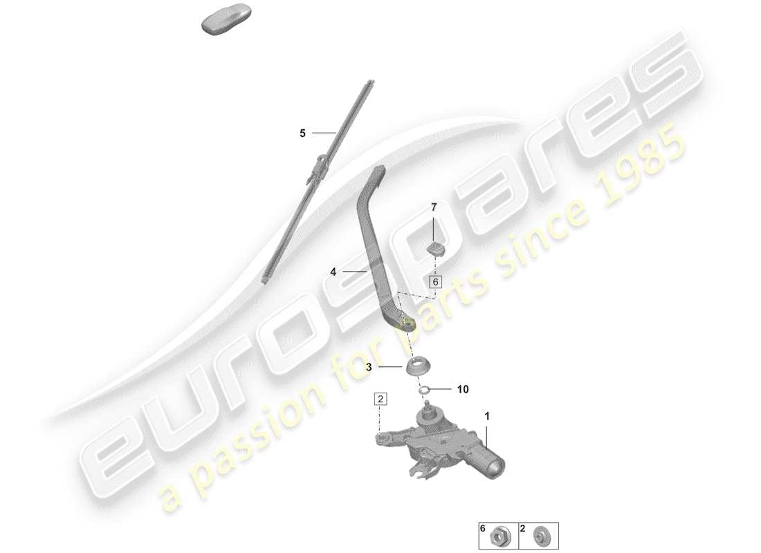 porsche 2019 (992-1) essuie-glace arrière schéma des pièces