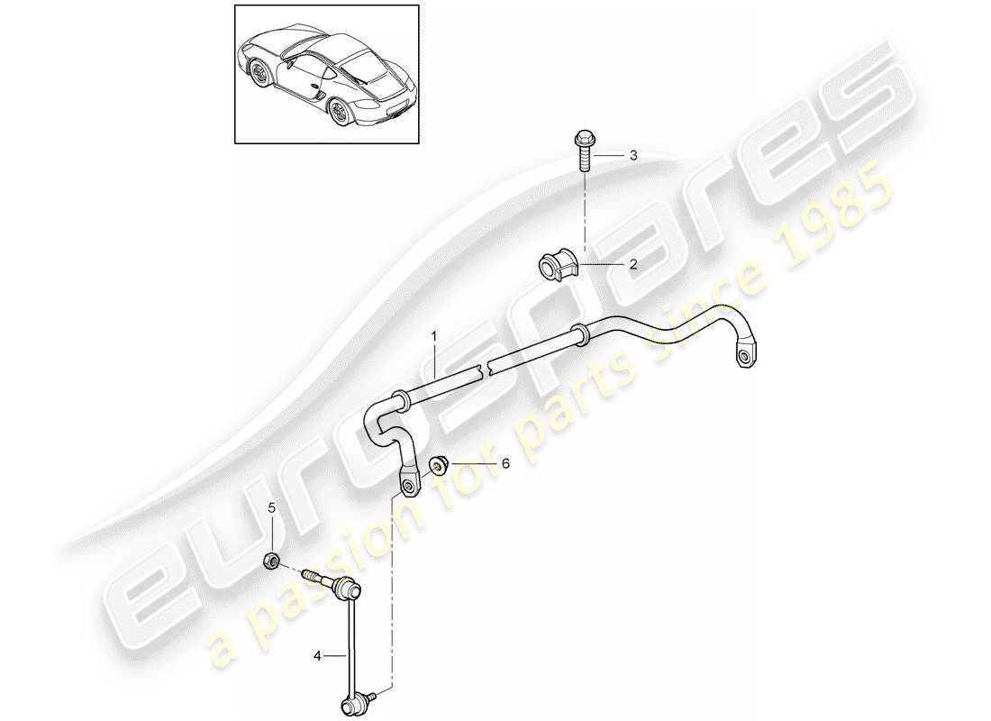 porsche cayman 987 (2011) schéma des pièces du stabilisateur