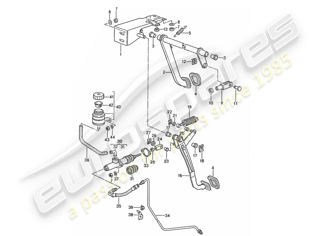 porsche 1990 (944) frein - embrayage - pédales schéma des pièces