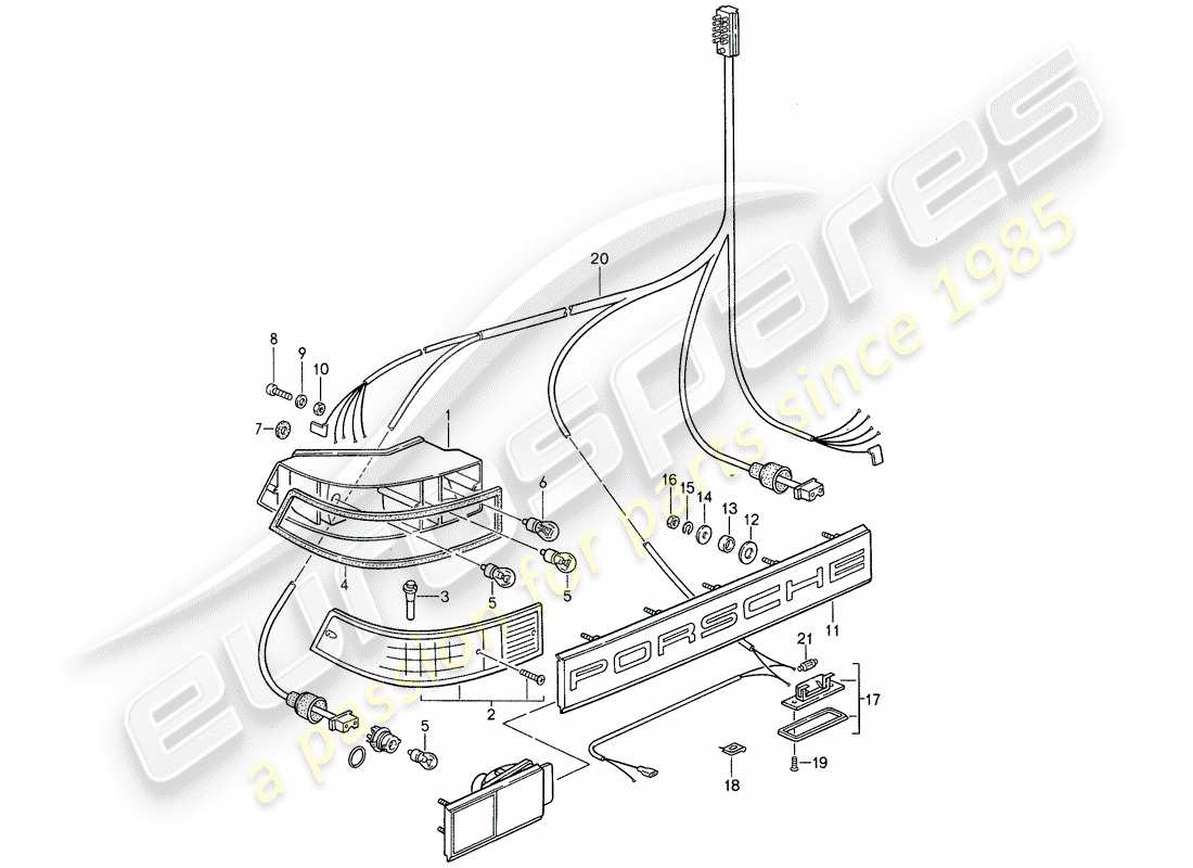 porsche 1988 (959) éclairage schéma des pièces