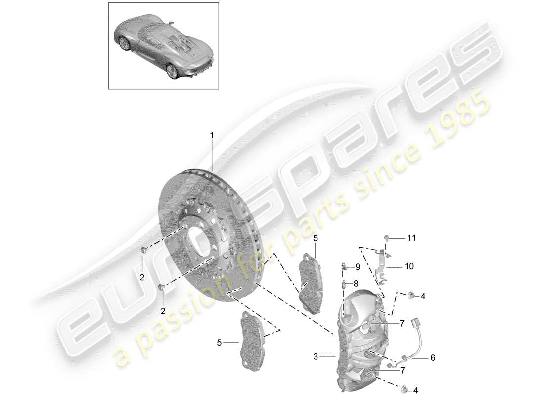 porsche 918 spyder (2015) freins à disque schéma des pièces