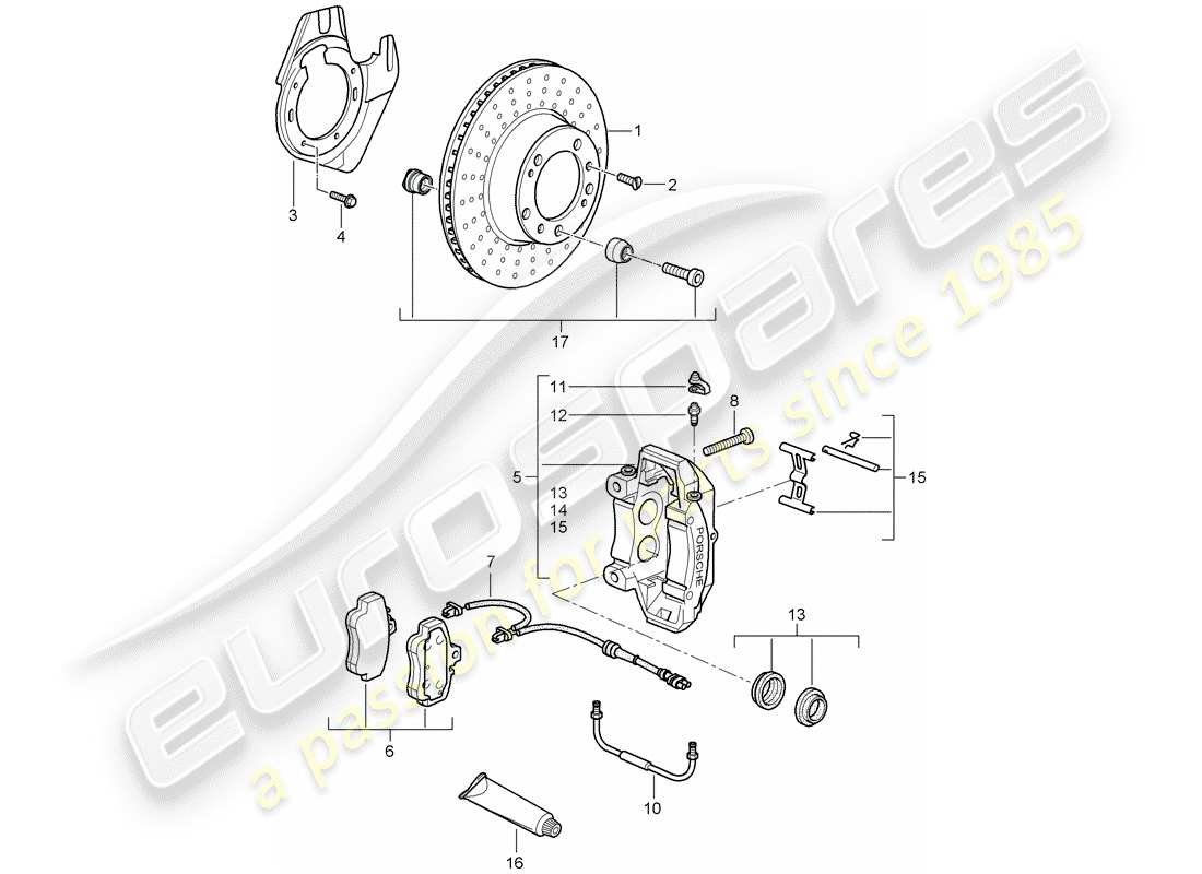 porsche 2009 (997-2 gt3) freins à disque schéma des pièces