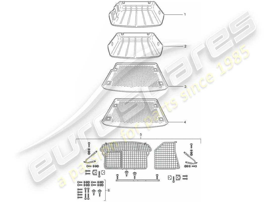 porsche 2011 (tequipment cayenne) doublure de coffre à bagages schéma des pièces