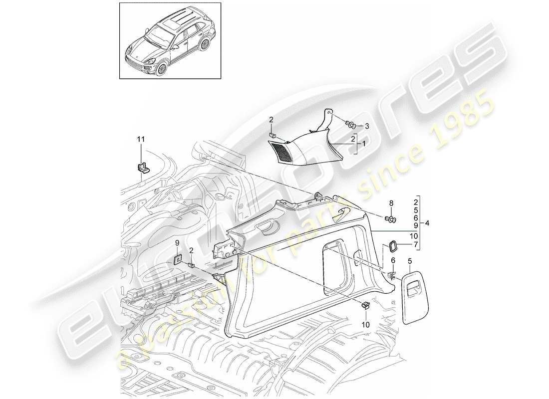 porsche 2013 (cayenne e2 92a) garniture schéma des pièces
