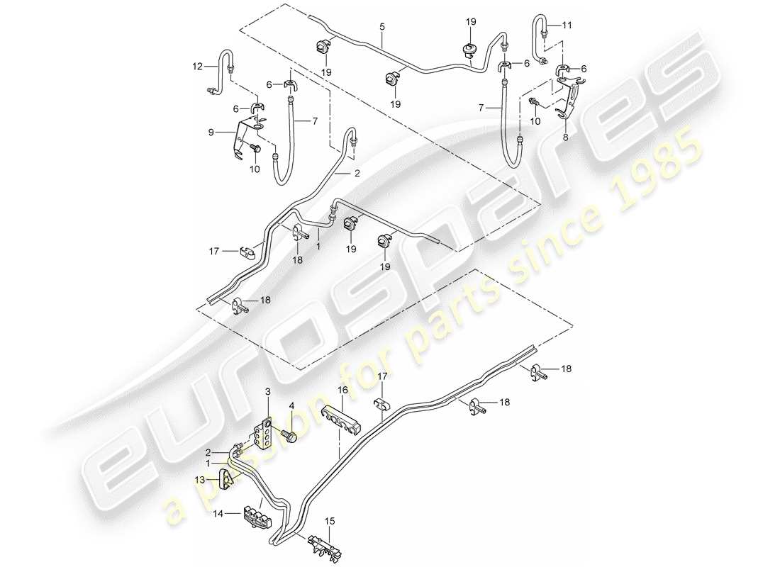 porsche 2010 (cayenne e1 9pa) conduite de frein schéma des pièces