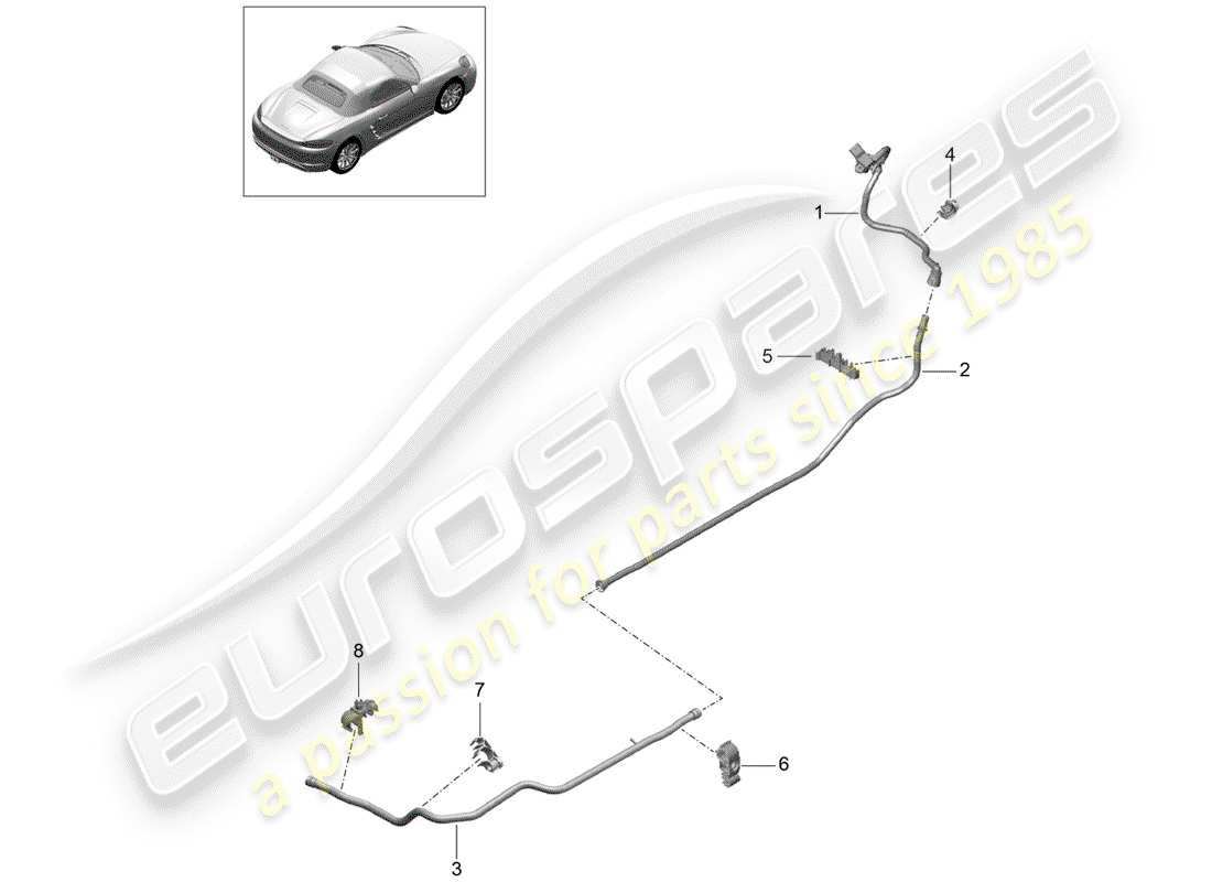 porsche 2020 (718 boxster) ligne de vide schéma des pièces