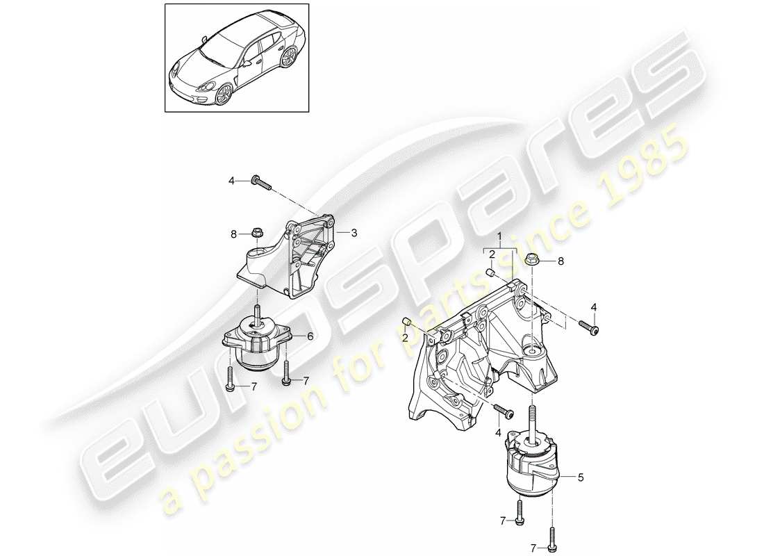 porsche 2010 (panamera 970) suspension moteur schéma des pièces
