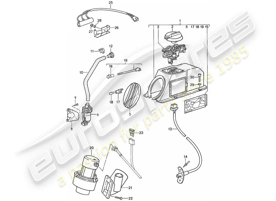 porsche 1988 (911) chauffage - ventilateur supplémentaire schéma des pièces