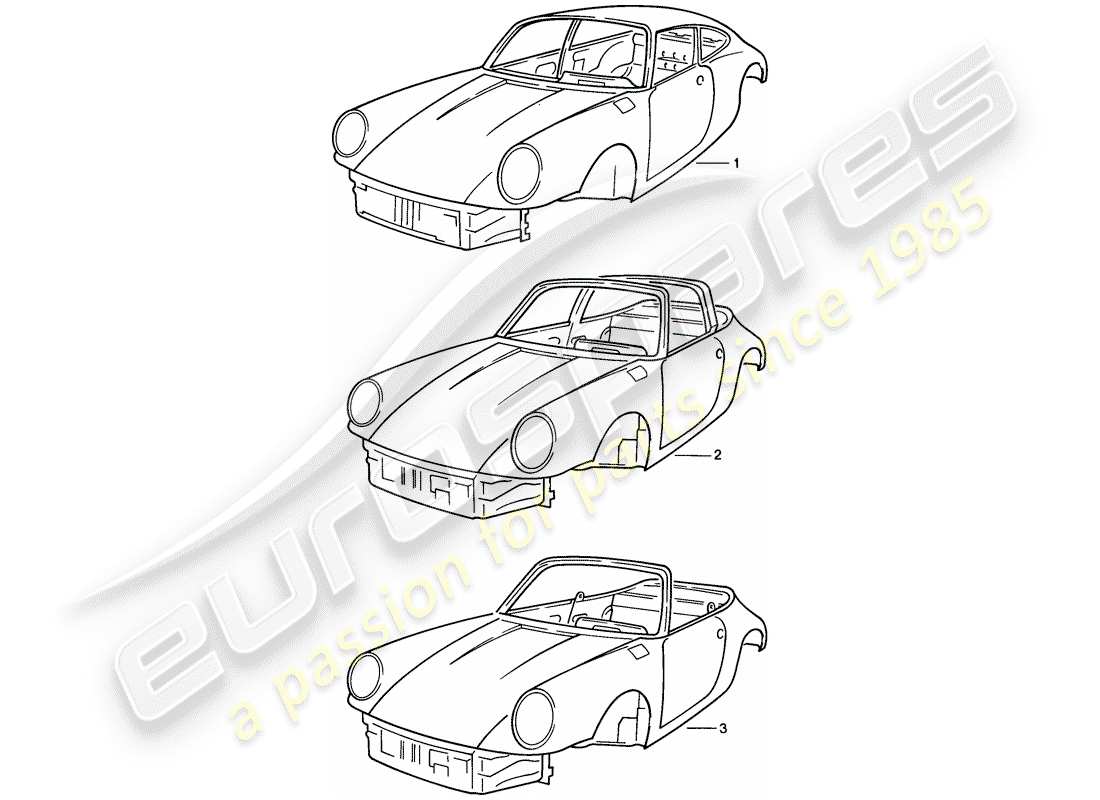 porsche 1987 (911) carrosserie schéma des pièces