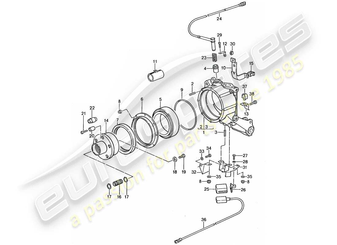 porsche 1987 (959) support de roue schéma des pièces
