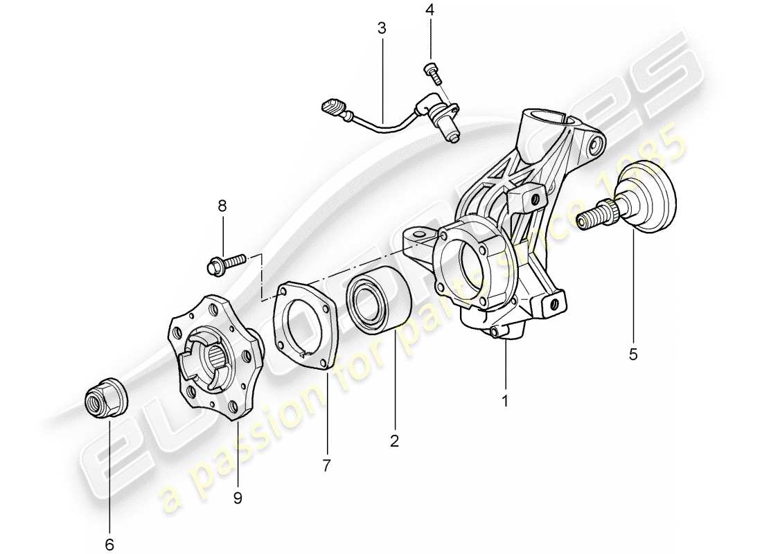 porsche 2007 (987 cayman) porte-roue schéma des pièces