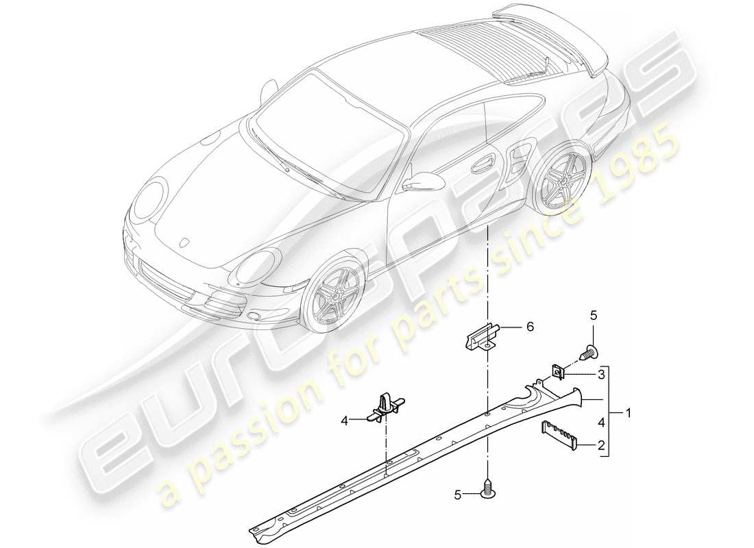 porsche 2009 997-2 turbo / gt2 garniture de membre latéral schéma des pièces