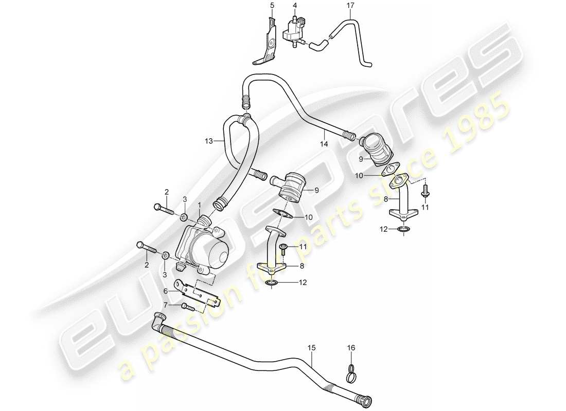 porsche 2009 997-2 turbo / gt2 injection d'air schéma des pièces