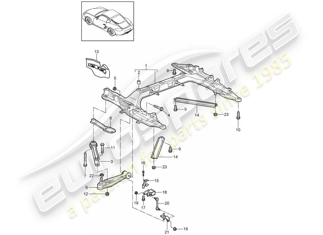 porsche 2012 (987 cayman) traverse schéma des pièces